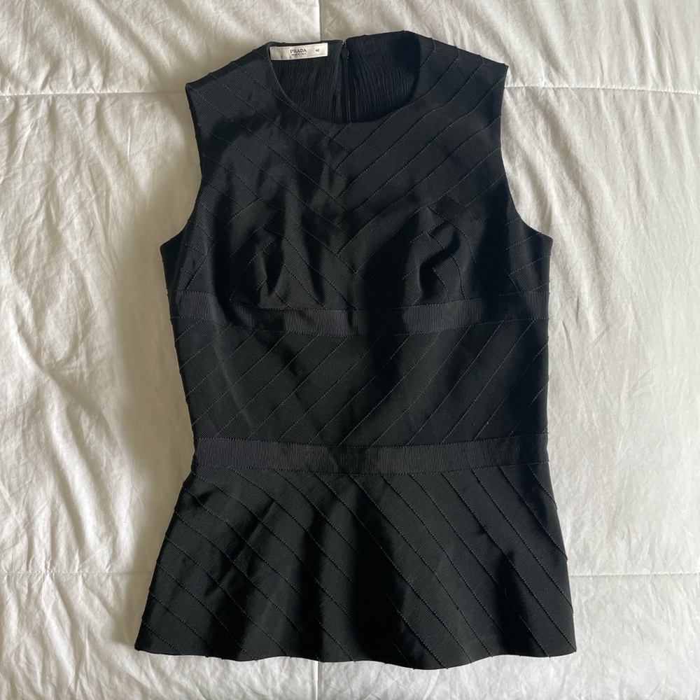 Prada Black Peplum Top